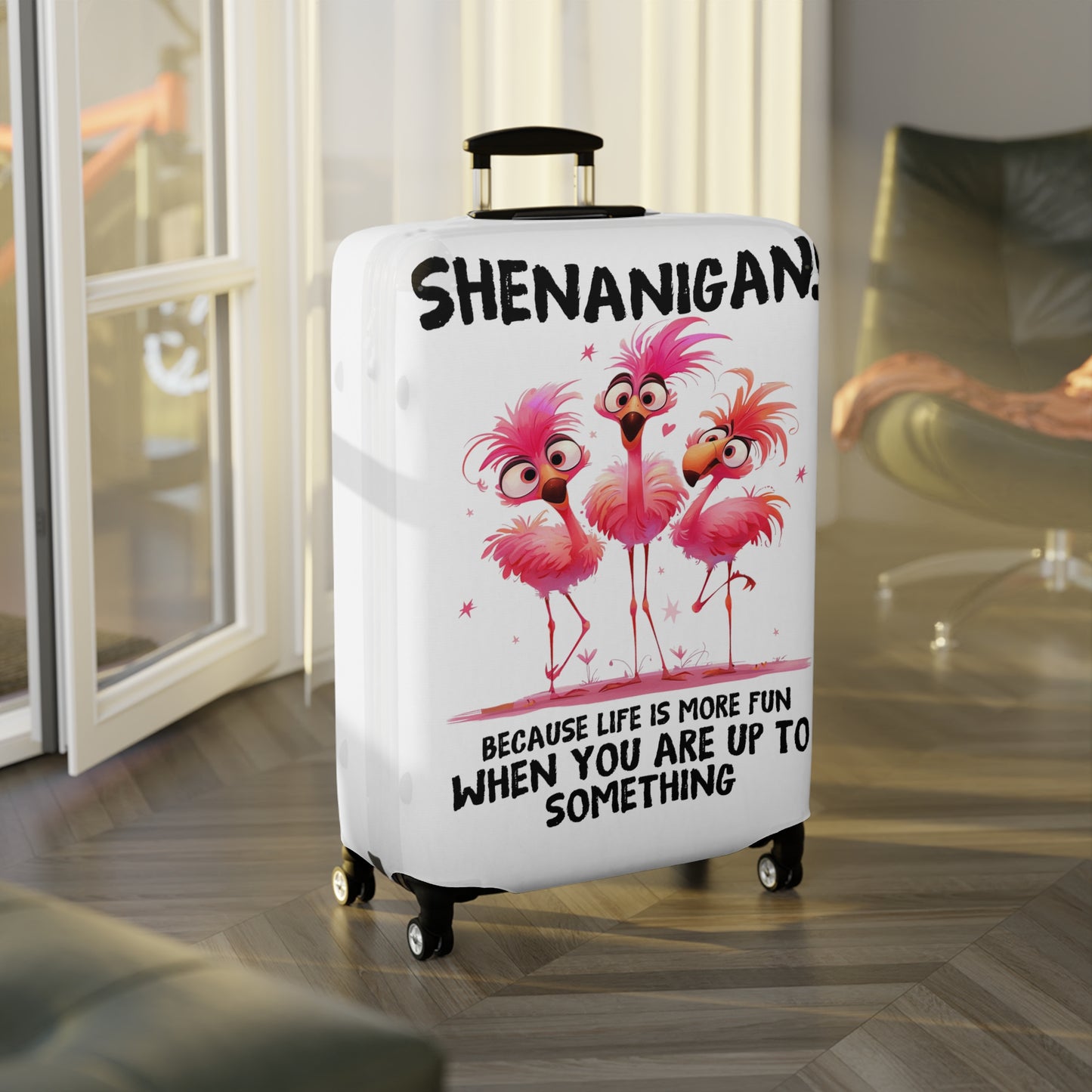 Luggage Cover, Flamingos, Shenanigans, awd-4001