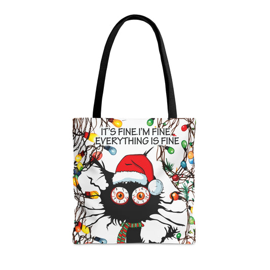 Tote Bag, Cat, It's Fine I'm Fine Everything is Fine, Personalised/Non-Personalised Tote bag