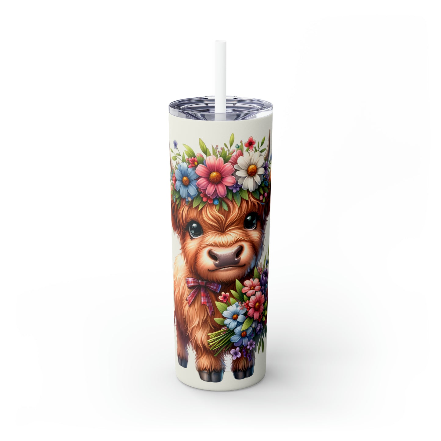 Skinny Tumbler with Straw, 20oz, Baby Highland Cow