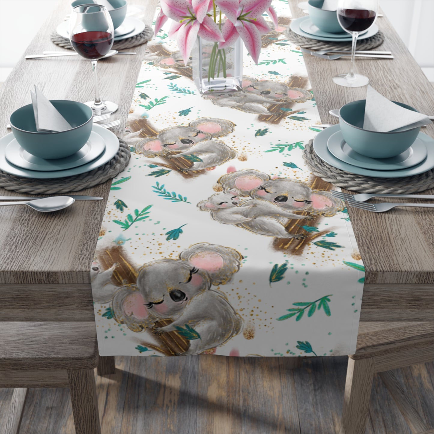 Australian Koala Table Runner, Cotton Twill and Poly Available