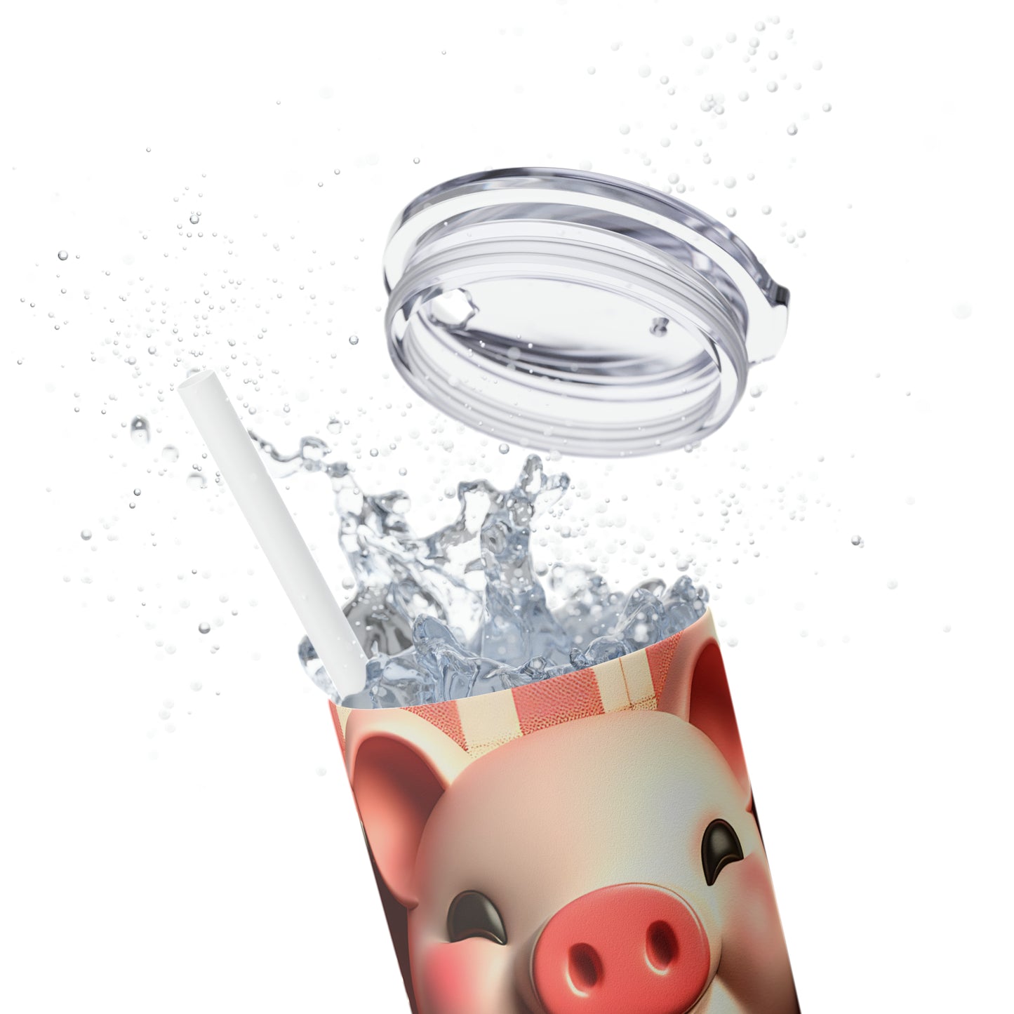 Skinny Tumbler with Straw, 20oz, Pig, Valentines Day