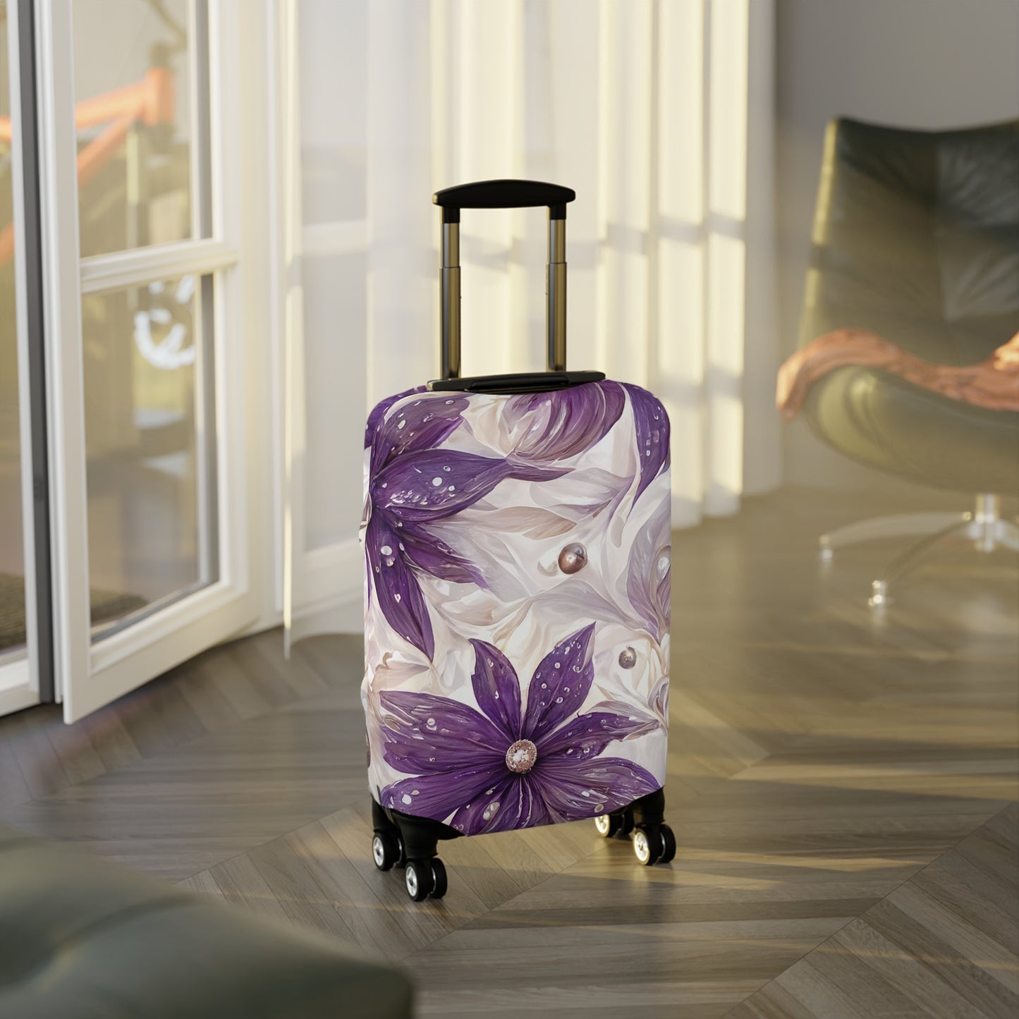 Luggage Cover, Purple Floral