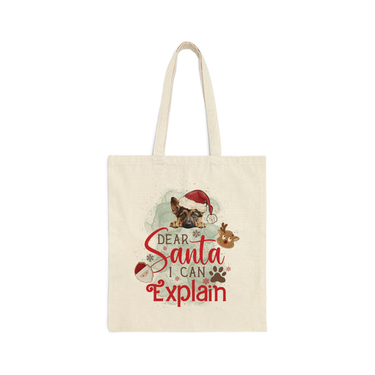 Cotton Canvas Tote Bag, Dog Paws Bag, Dear Santa Bag, Dear Santa Tote, Christmas Bag, Dog Christmas Tote Bag