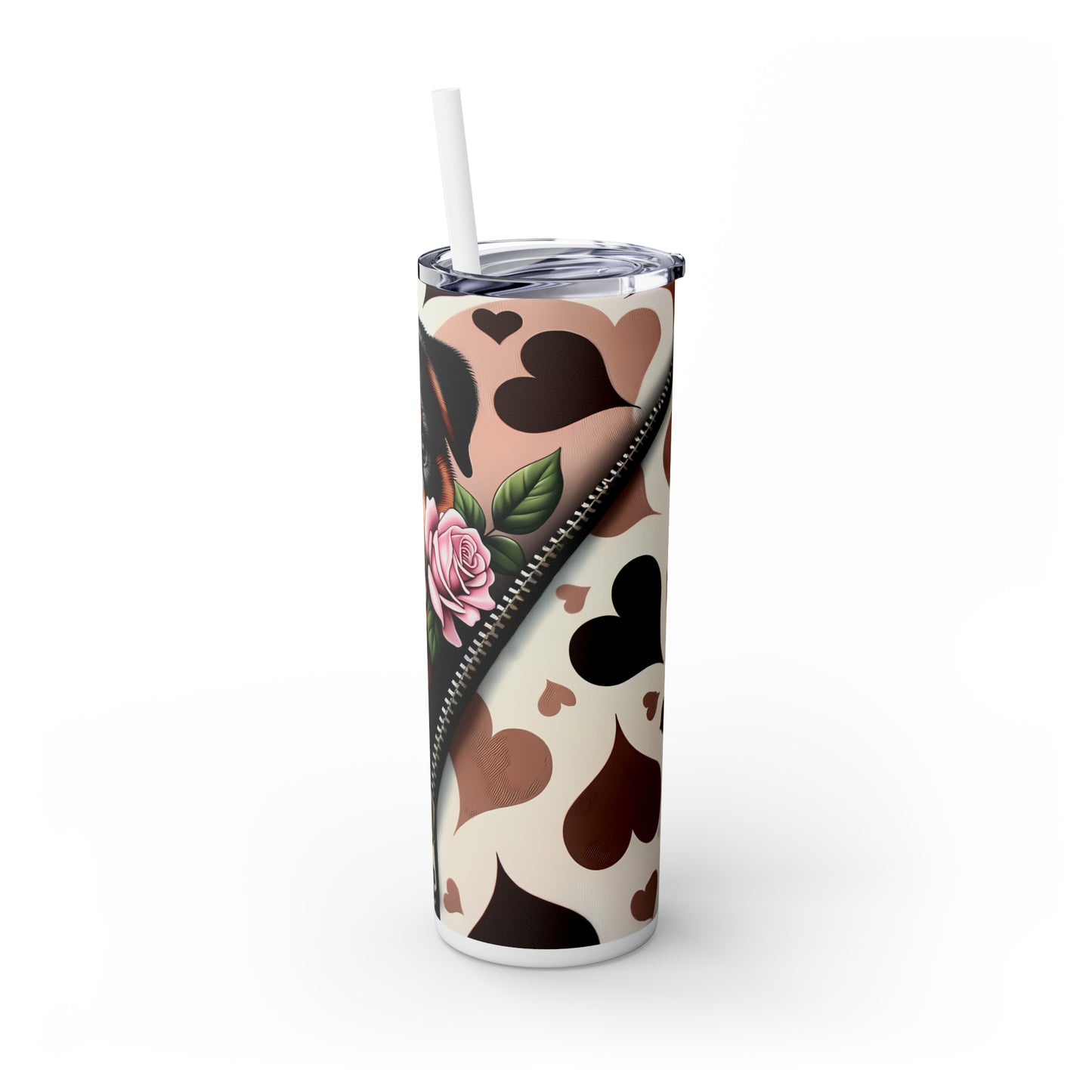 Skinny Tumbler with Straw, 20oz, Dog, Valentines Day, awd-874