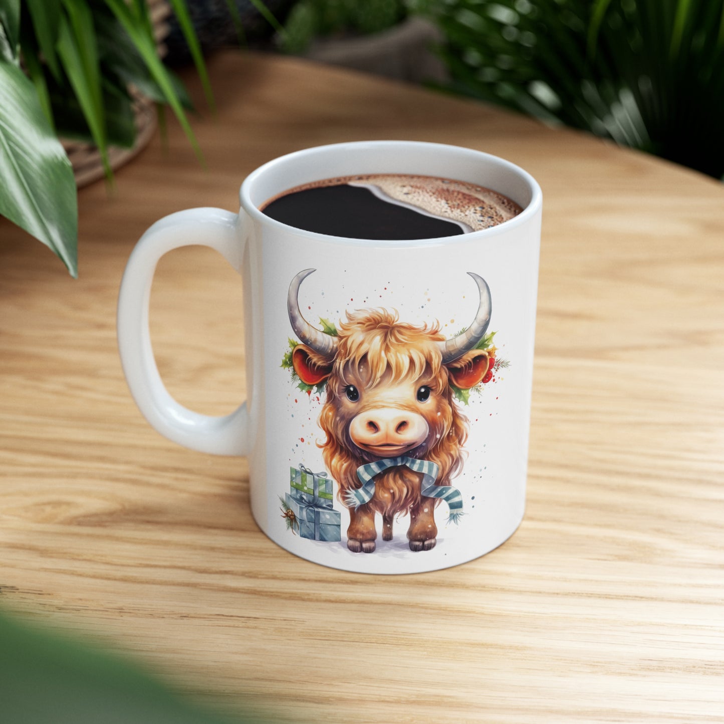 Personalised/Non Personalised Highland Cow, Ceramic Mug 11oz, Highland Cow Mug