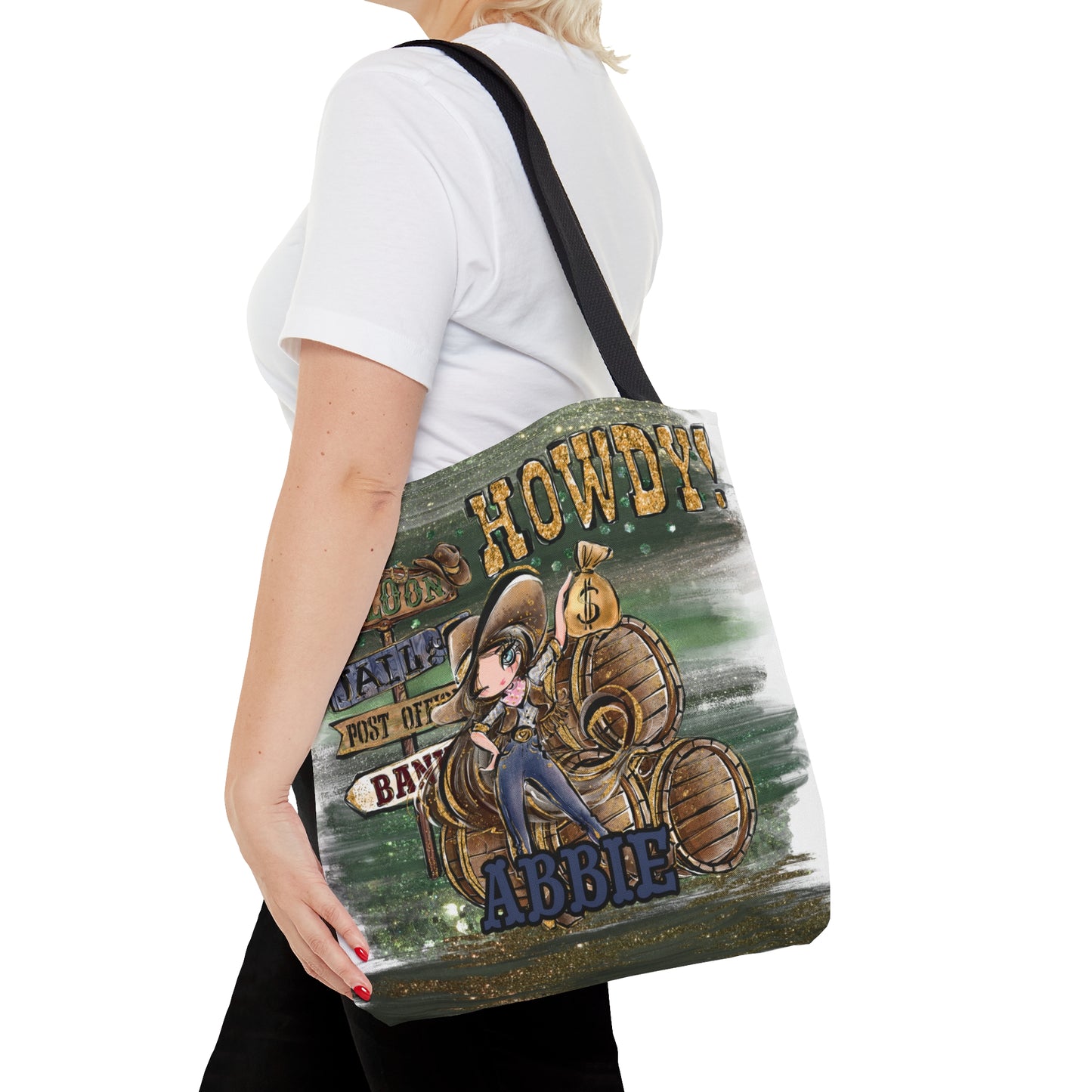 Personalised Tote Bag, Howdy, Brown Hair Blue Eyes, Tote bag