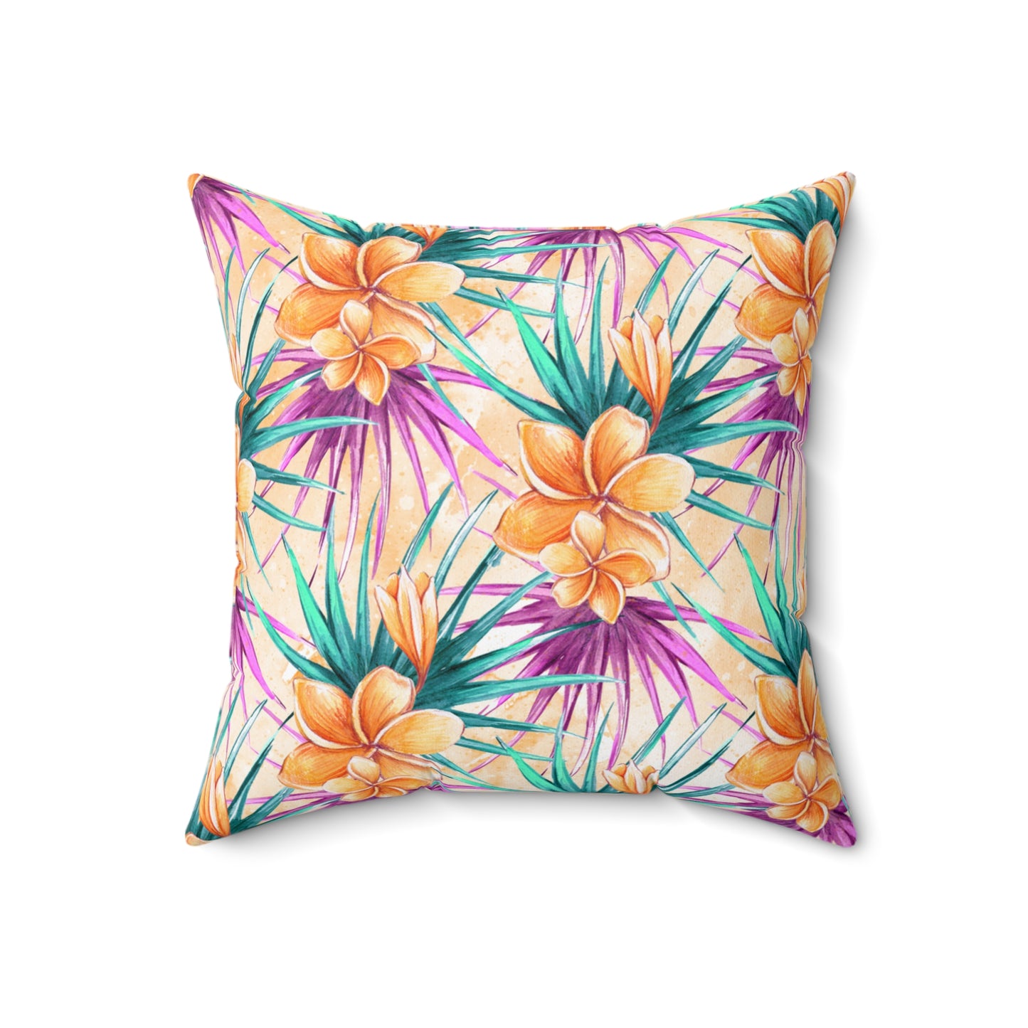 Spun Polyester Square Pillow, Hibiscus Cushion