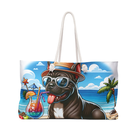 Personalised/Non-Personalised Weekender Bag, Summer Beach Dog, Cane Corso, Large Weekender Bag, Beach Bag, Book Bag