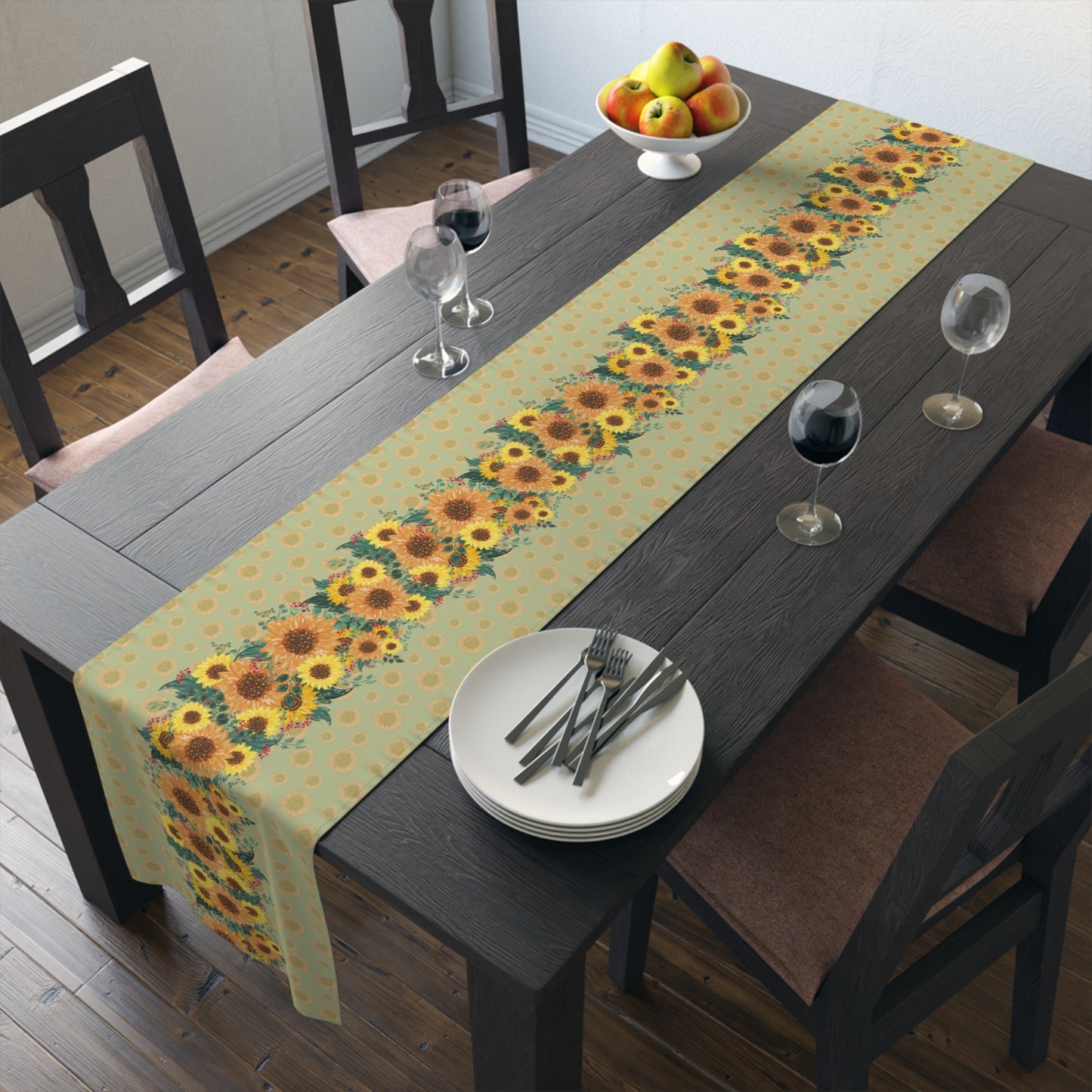 Sunflower Floral Table Runner, Cotton Twill and Poly Available, 2 sizes Available