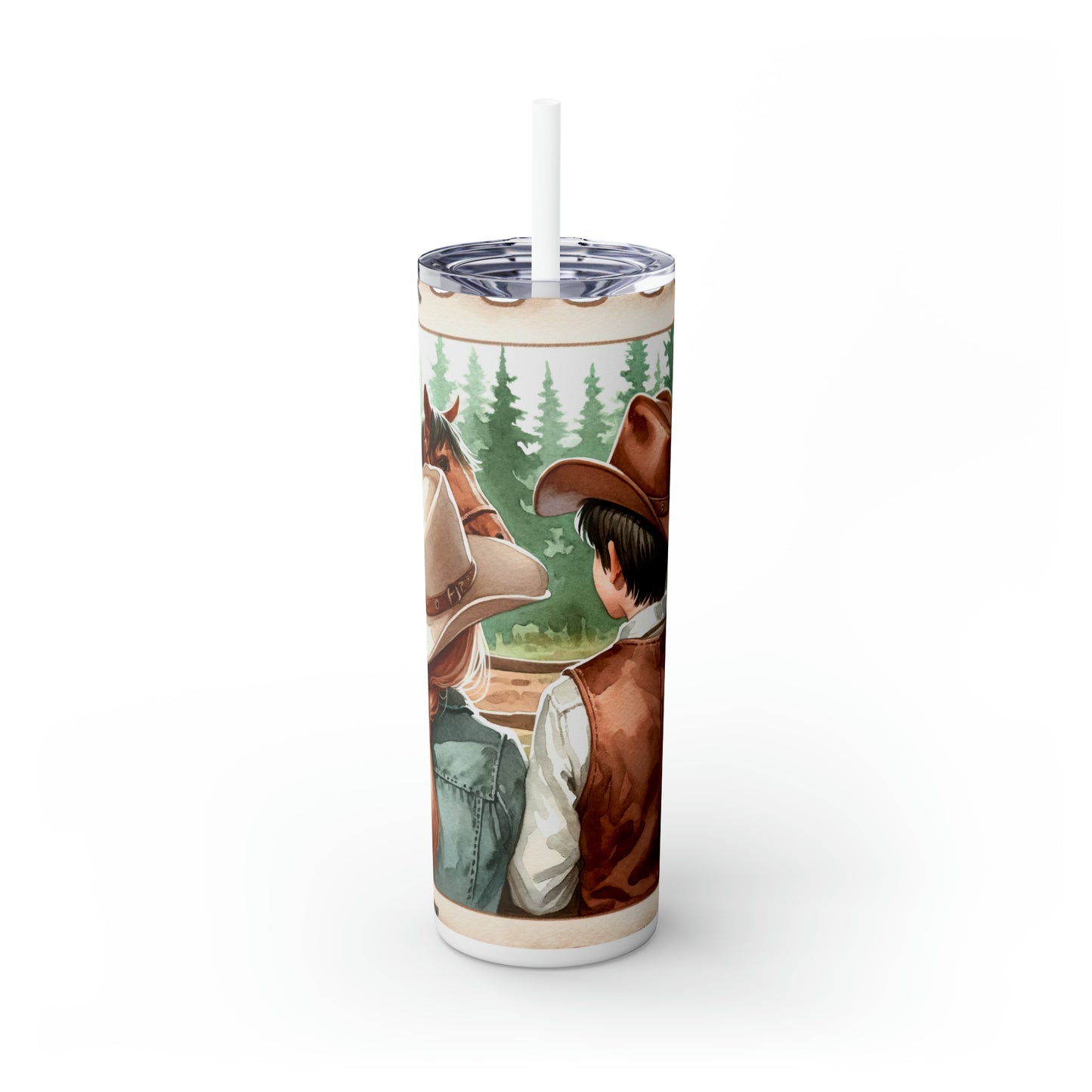 Skinny Tumbler with Straw, 20oz, Country and Western, Best Friends, awd-1008