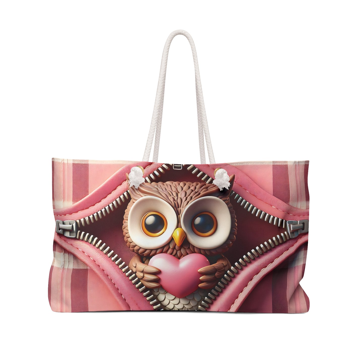 Personalised/Non-Personalised Weekender Bag, Cute Owl, Valentines Day, Large Weekender Bag, Beach Bag, Book Bag