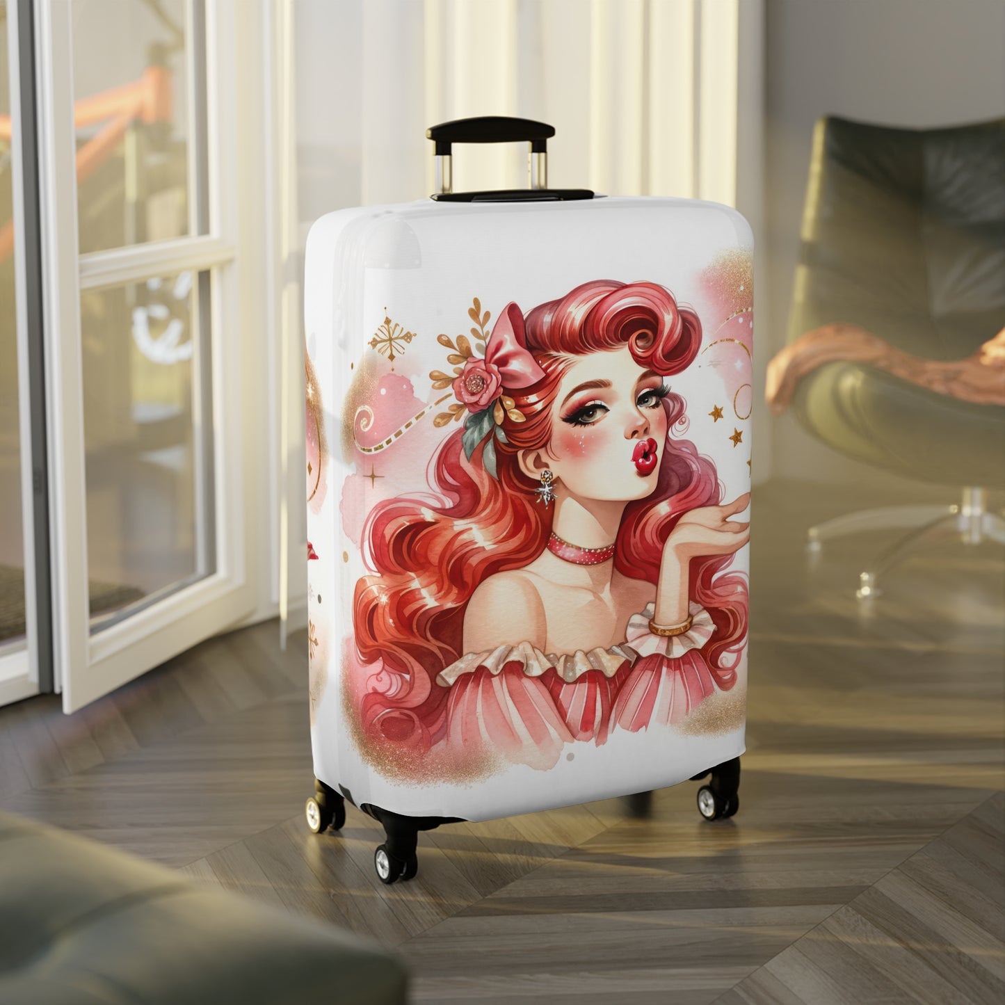 Luggage Cover, Coquette Girl Red Hair, awd-1470