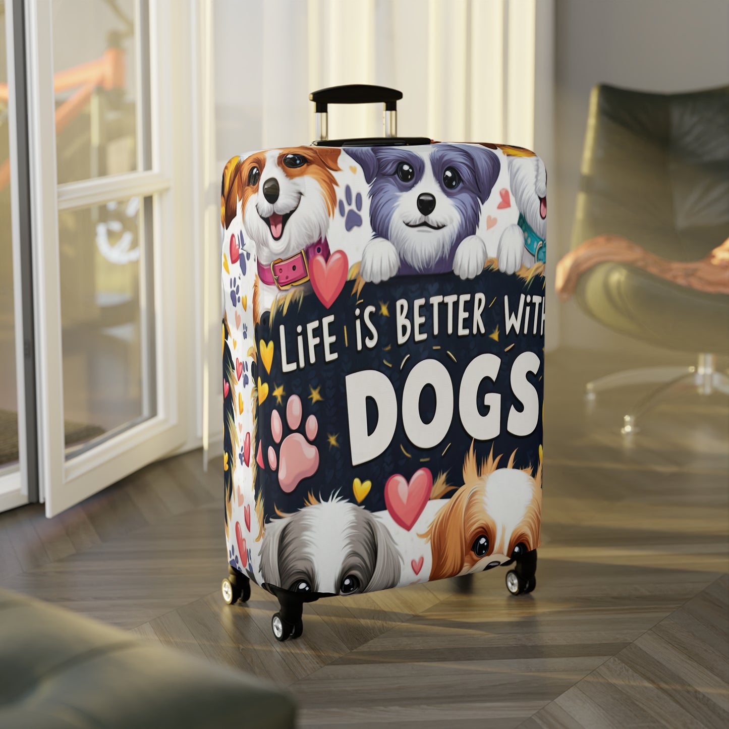 Luggage Cover, Life is better with Dogs, awd-3107