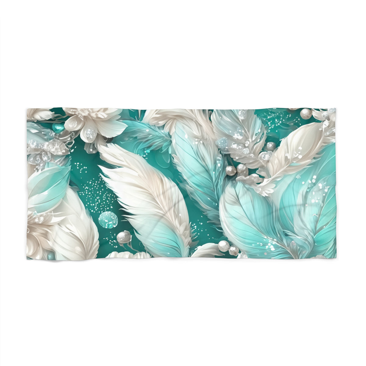 Beach Towel,  Turquoise Floral, Polycotton Towel, 2 sizes Available