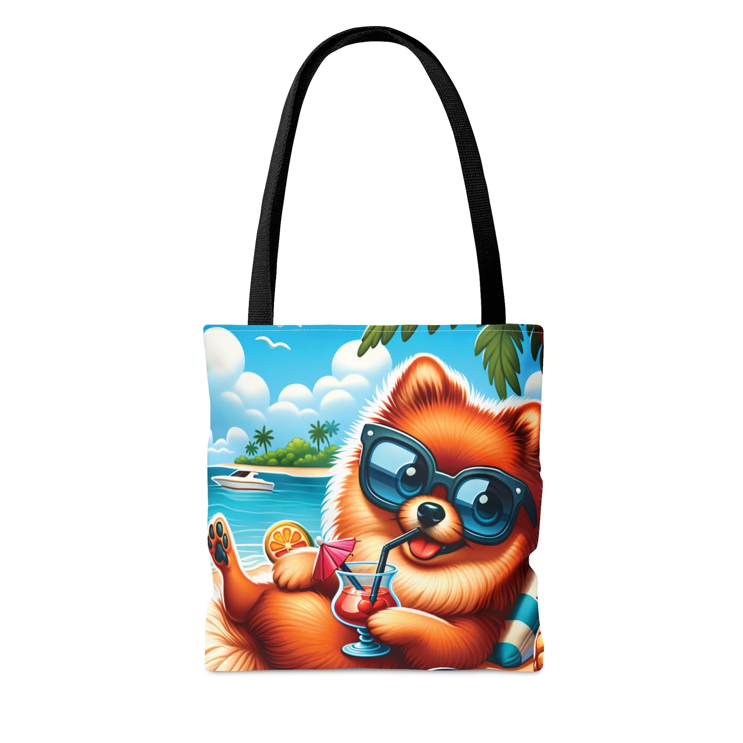 Tote Bag, Dog on Beach, Pomeranian, Tote bag, awd-1231