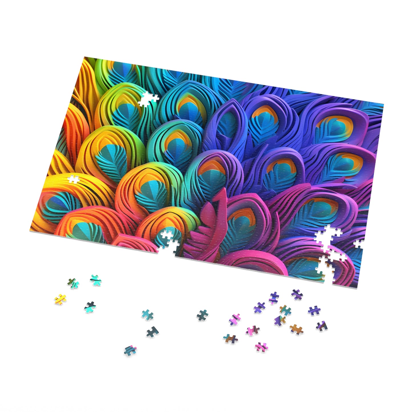 Puzzle, Peacock Feathers, Personalised/Non-Personalised (30, 110, 252, 500,1000-Piece) awd-574