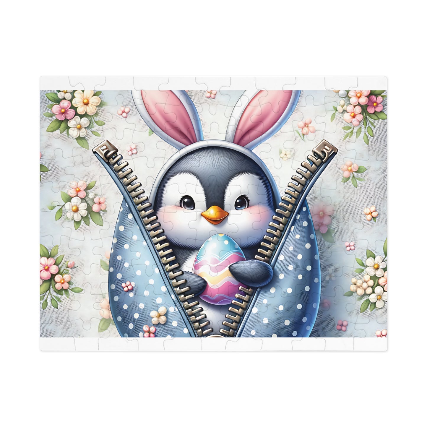 Jigsaw Puzzle, Easter, Penguin with Bunny Ears, Personalised/Non-Personalised (30, 110, 252, 500,1000-Piece)