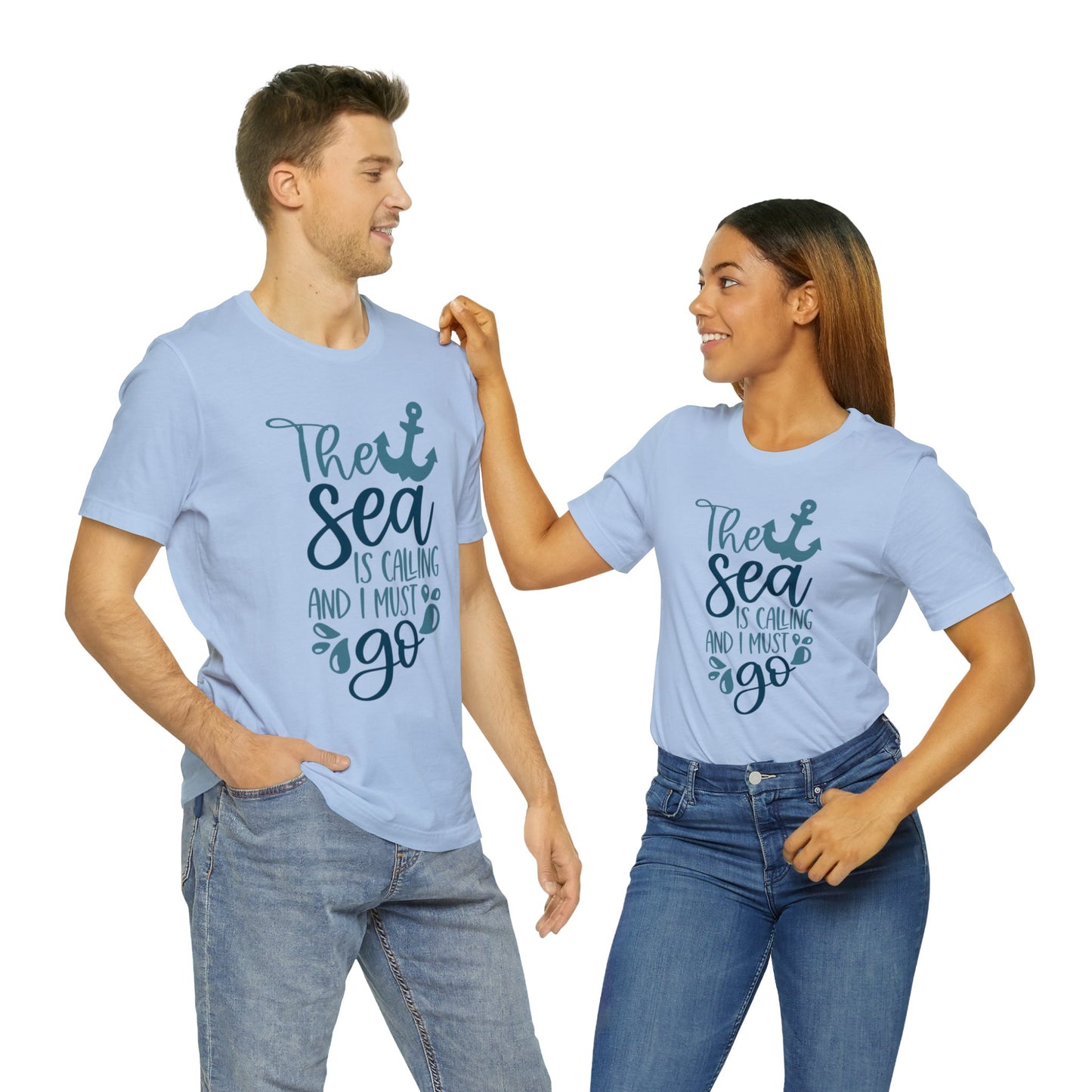 Unisex Jersey Short Sleeve Tee, Cruise Tee, The Sea is Calling, 100% Cotton, Light Fabric 142 g/m²