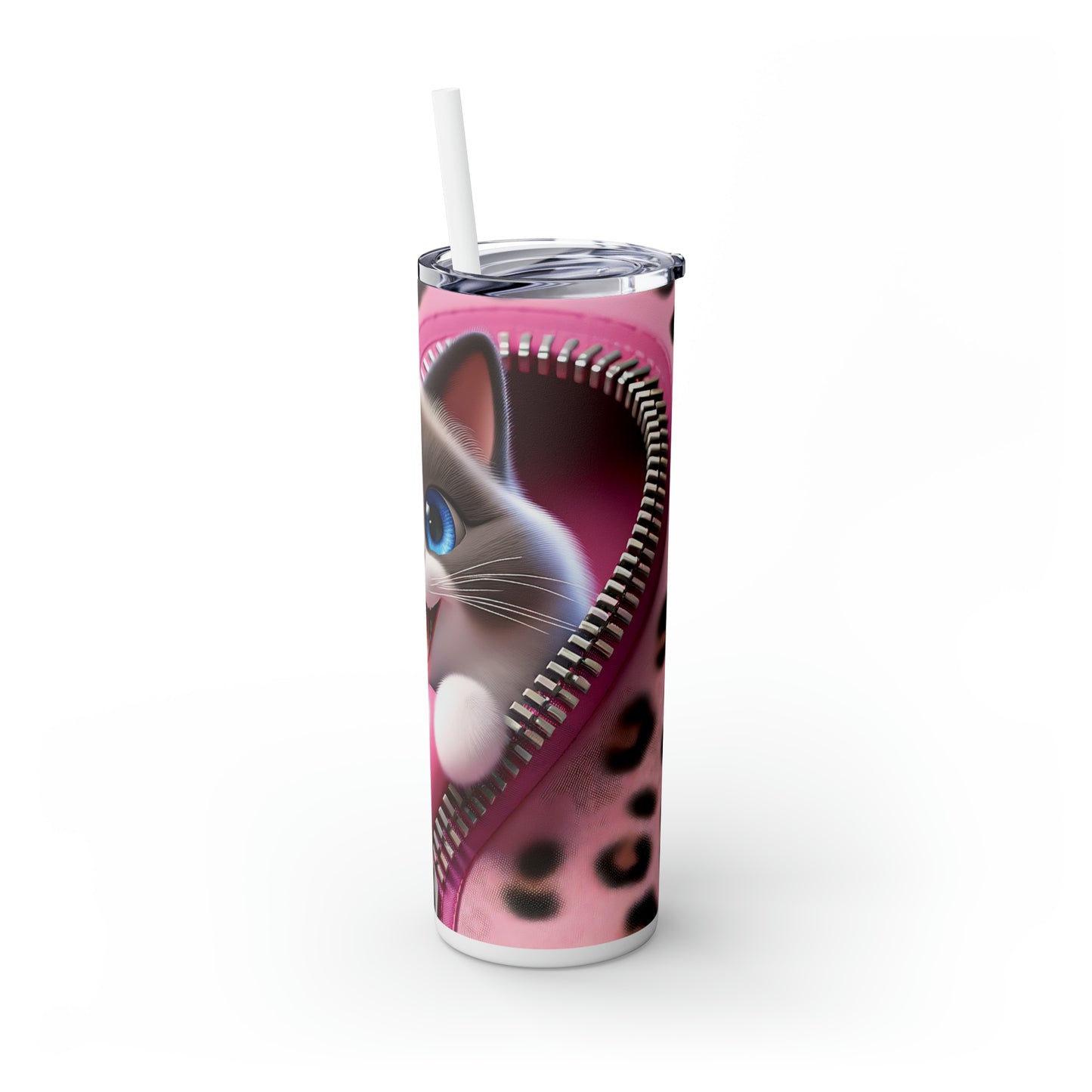 Skinny Tumbler with Straw, 20oz, Cat, Valentines Day, awd-744