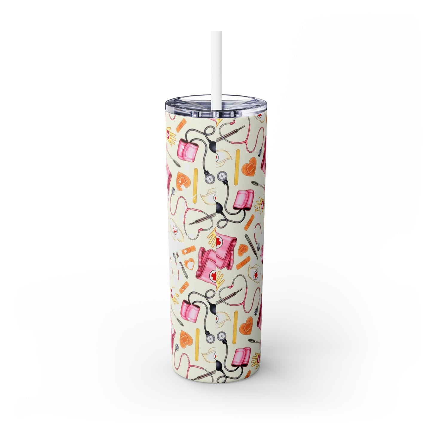 Skinny Tumbler with Straw, 20oz, Nurse