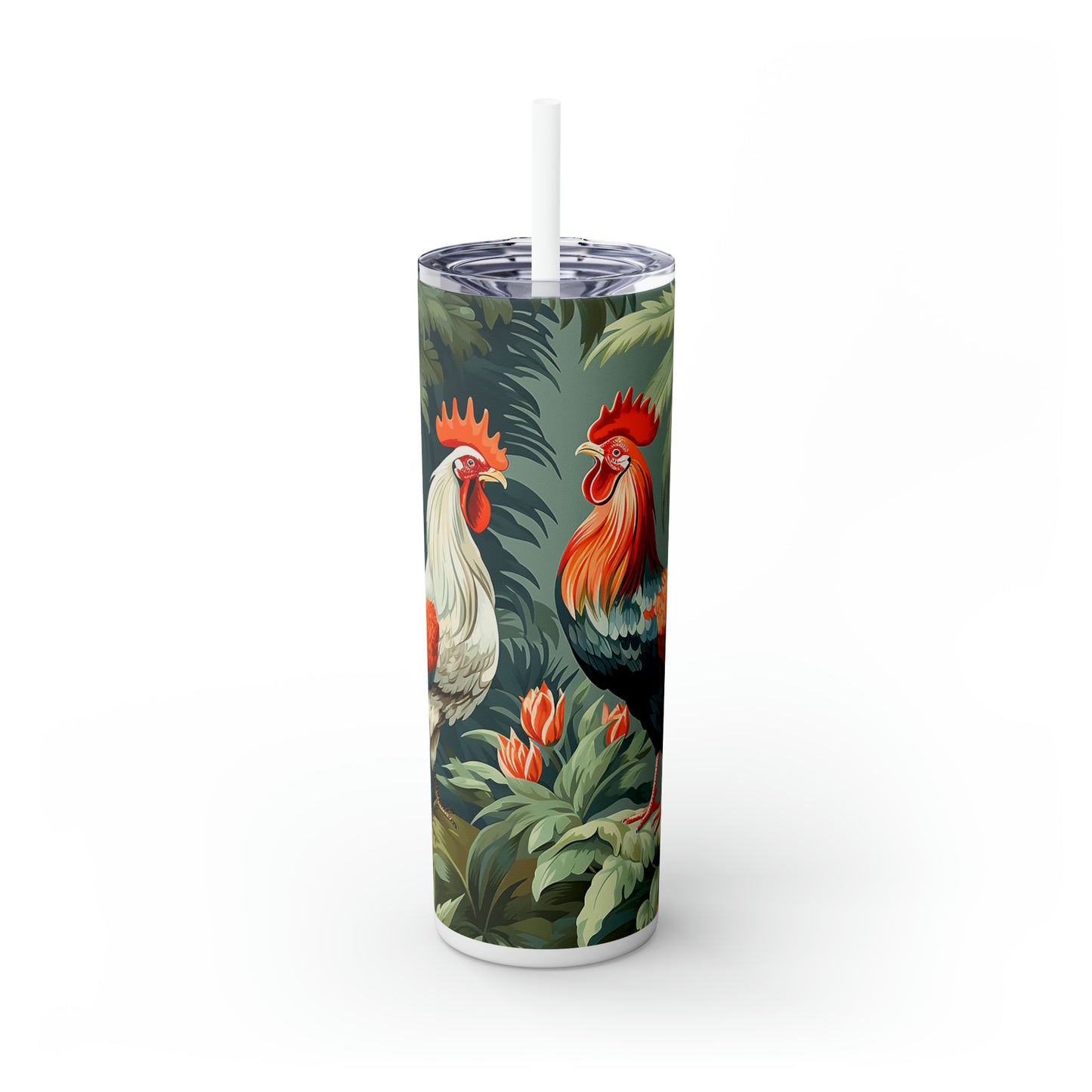 Skinny Tumbler with Straw, 20oz, Rooster