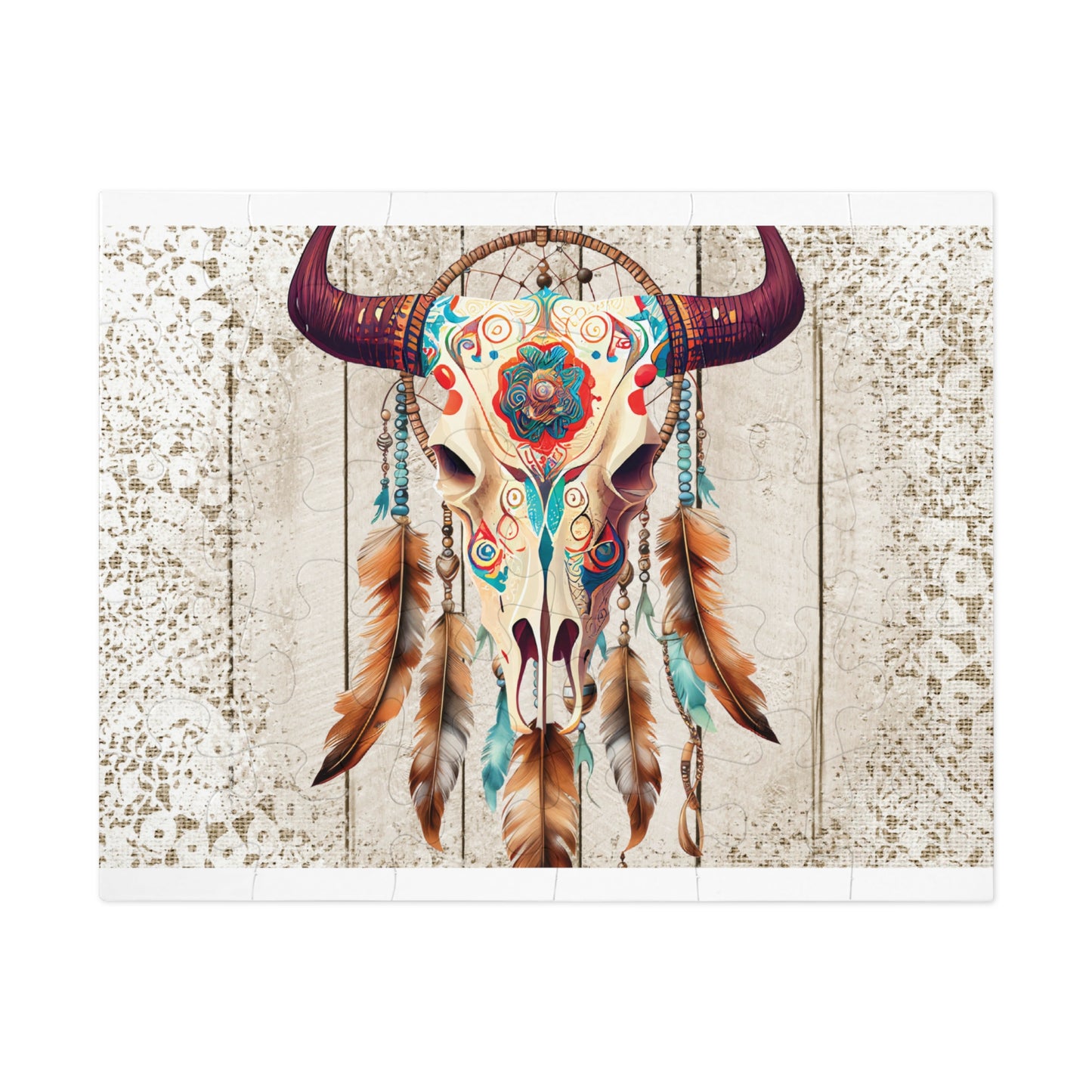 Jigsaw Puzzle, Boho Skull, Personalised/Non-Personalised (30, 110, 252, 500,1000-Piece)