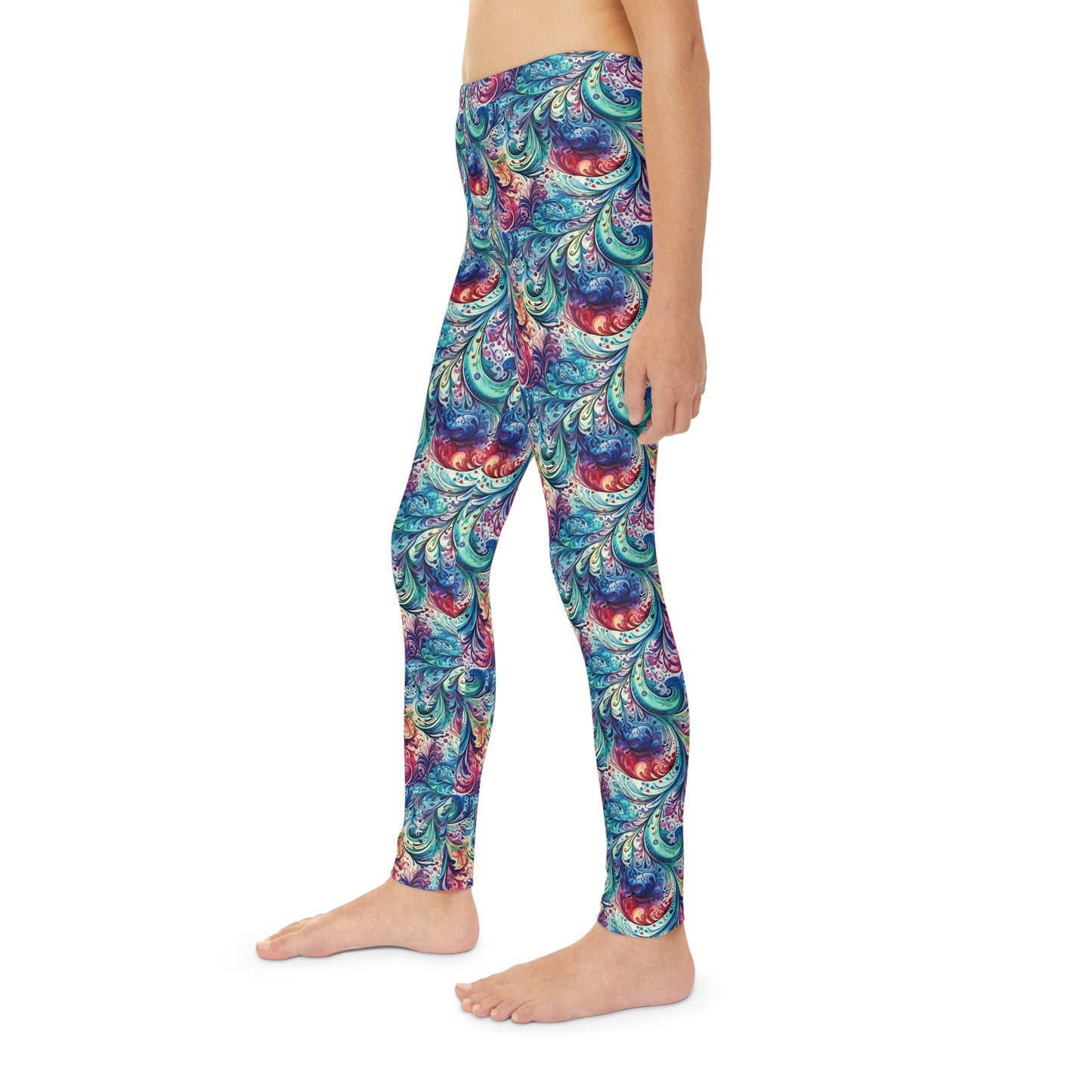 Full-Length Leggings Navy blue Paisley Design - Kids Leggings