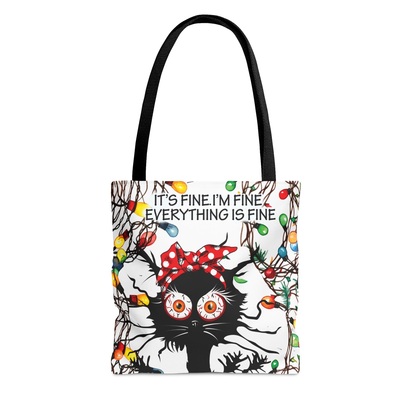 Tote Bag, Cat, It's Fine I'm Fine Everything is Fine, Personalised/Non-Personalised Tote bag