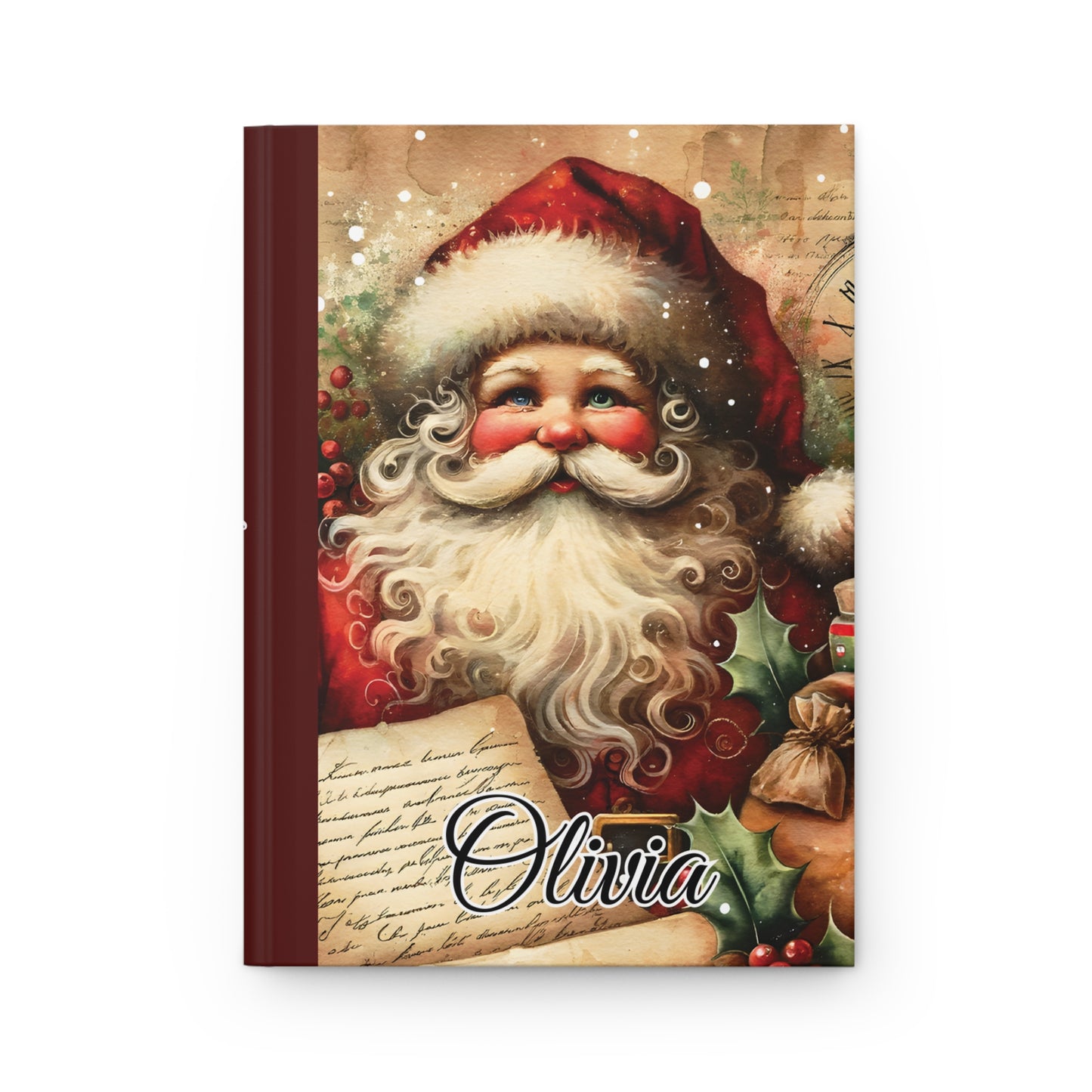 Personalised Hardcover Journal Matte, Christmas, Santa, awd-1480