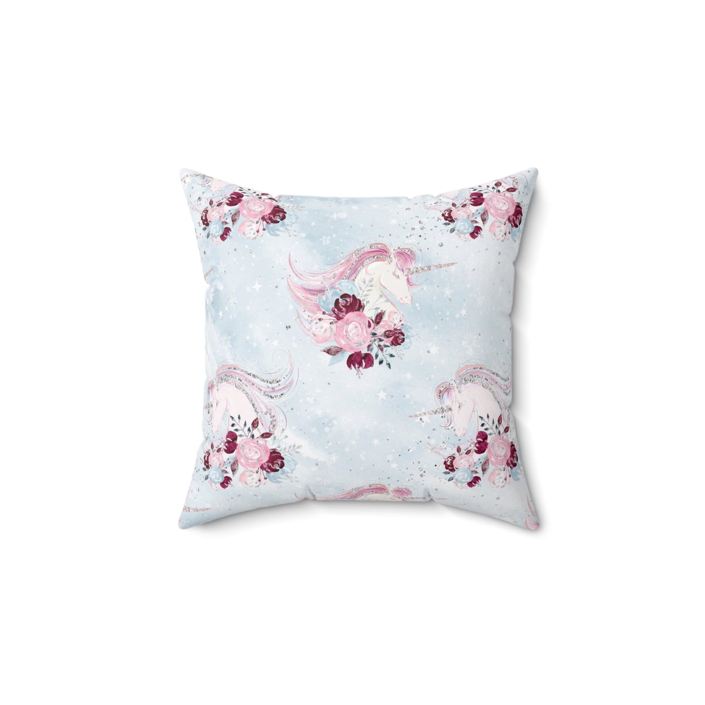 Spun Polyester Square Pillow, Unicorn Cushion