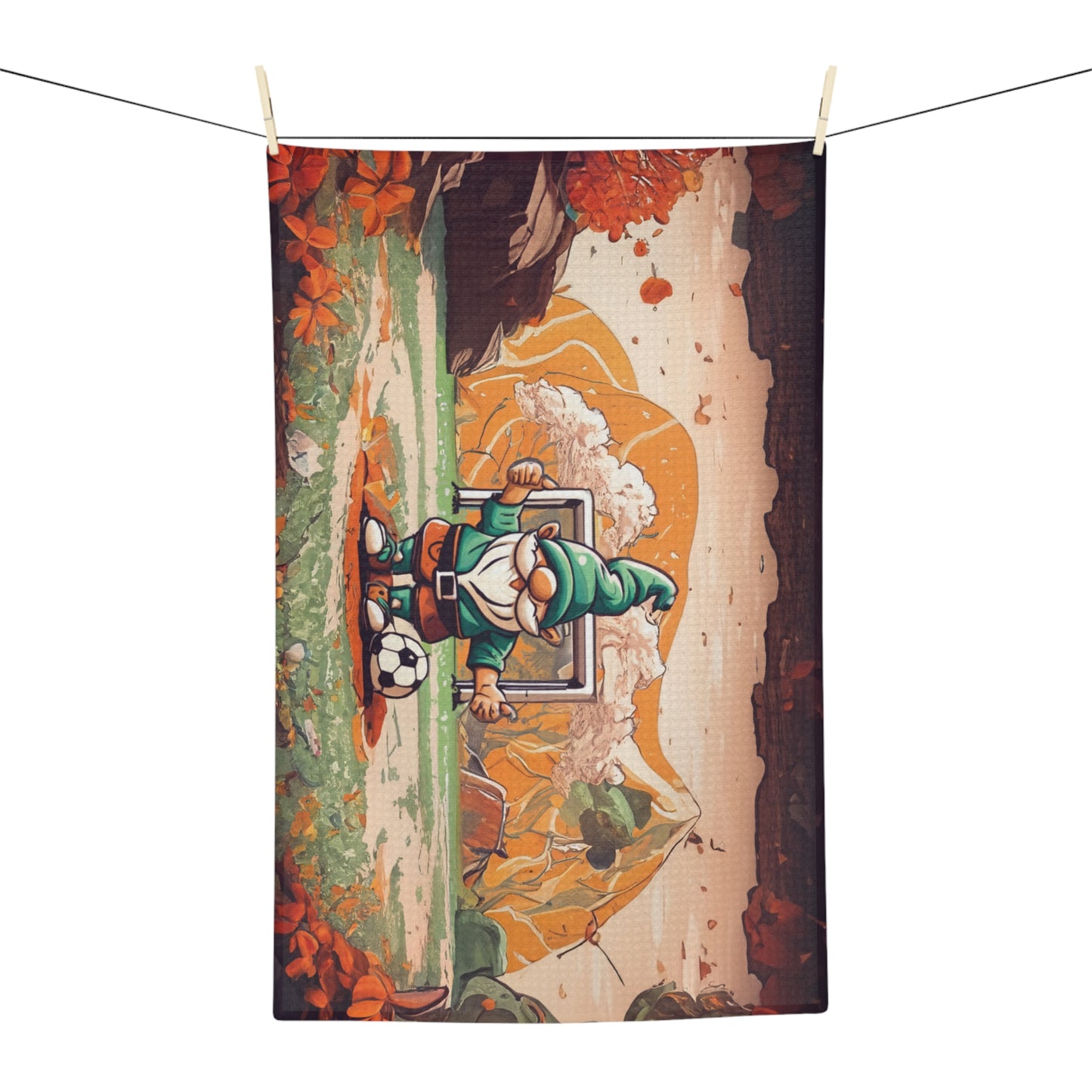 Microfiber Tea Towel Gnome Soccer