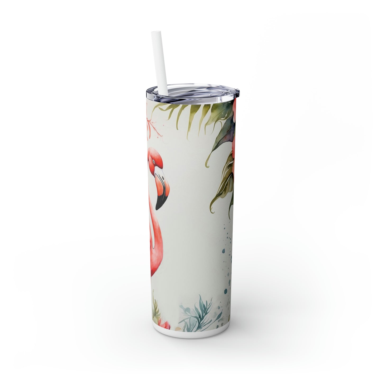 Skinny Tumbler with Straw, 20oz, Flamingo, awd-702