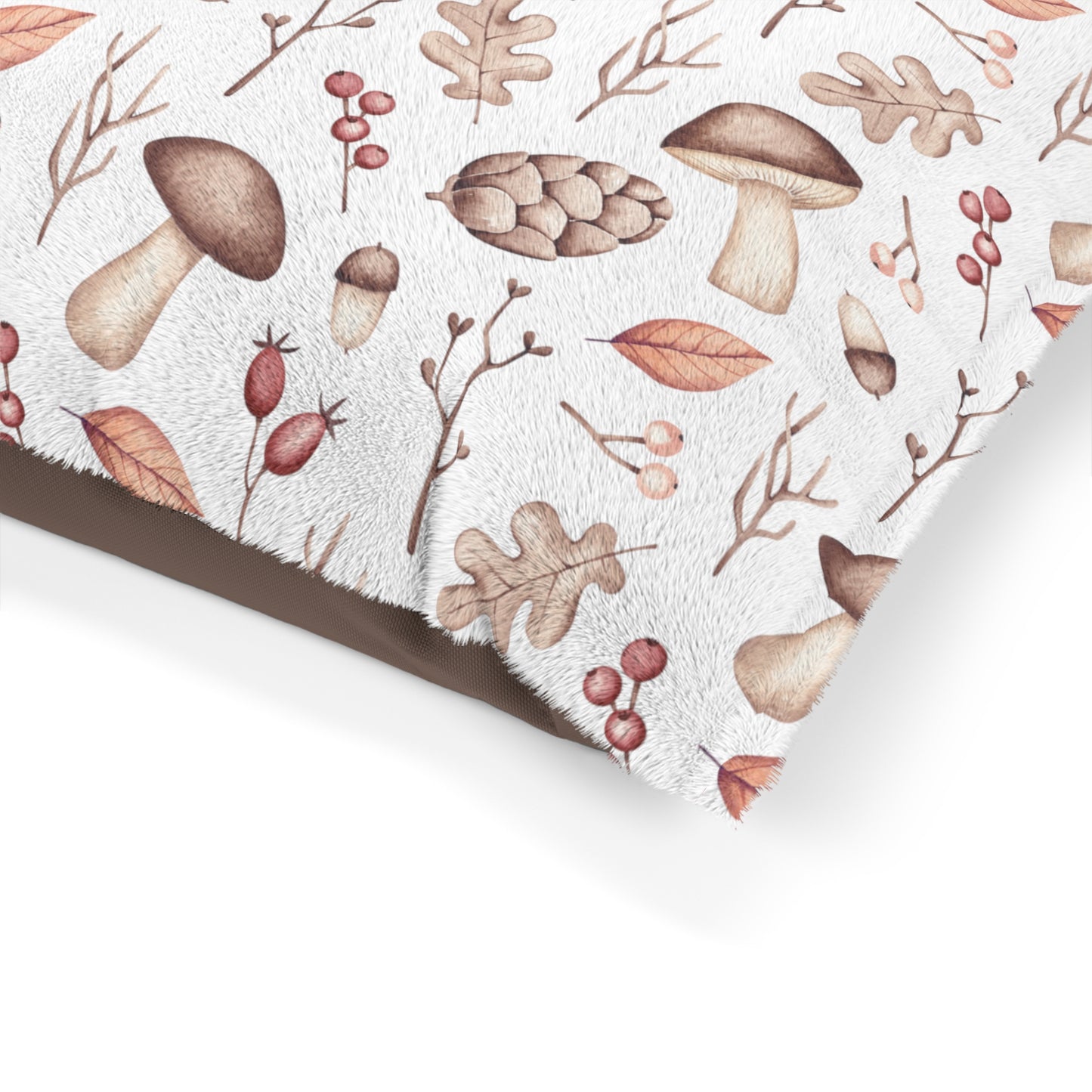 Luxury Pet Bed, feather soft fleece, Mushroom Print