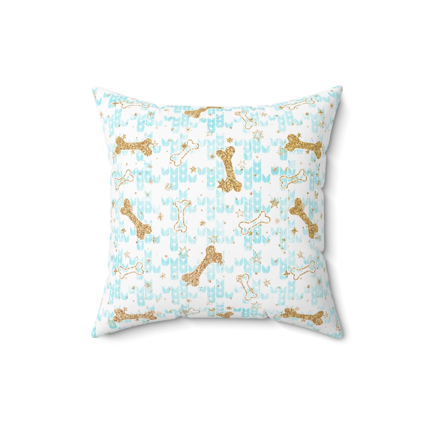 Spun Polyester Square Pillow, Doggie Bones Christmas Cushion