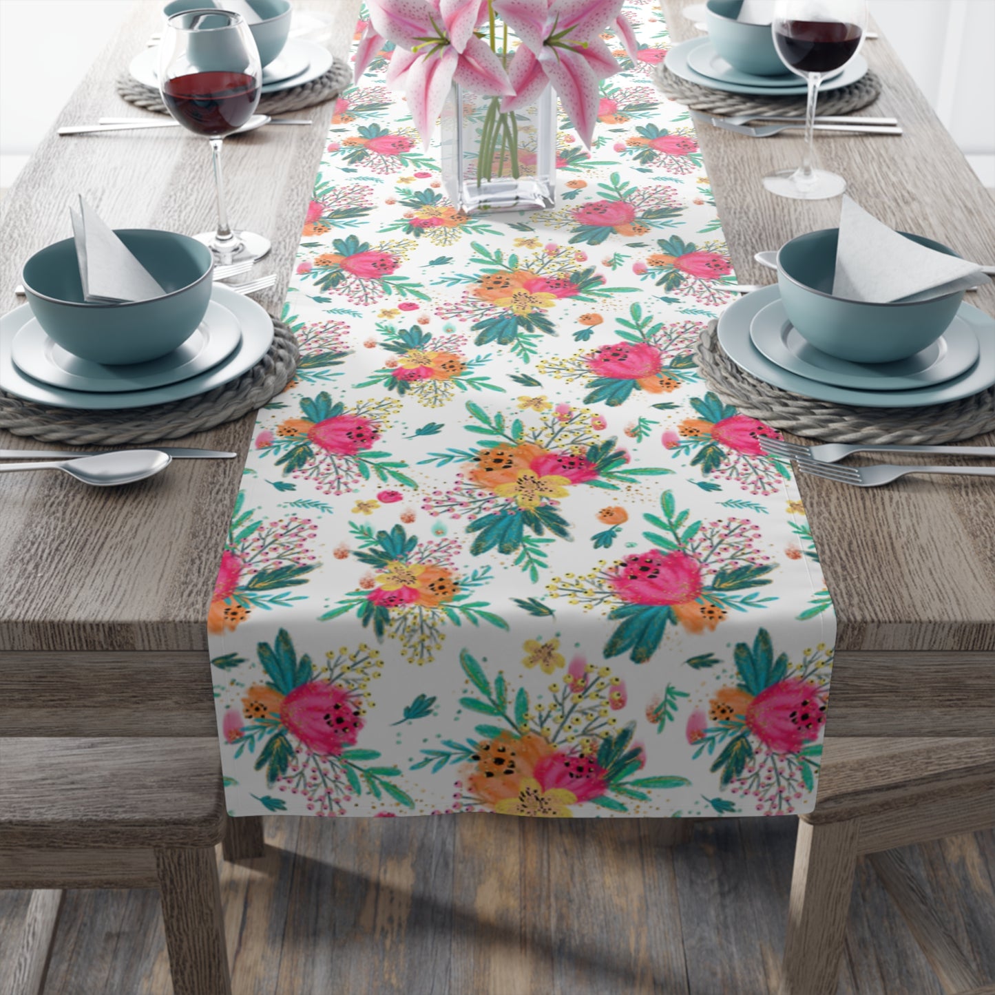 Australian Floral Table Runner, Cotton Twill and Poly Available