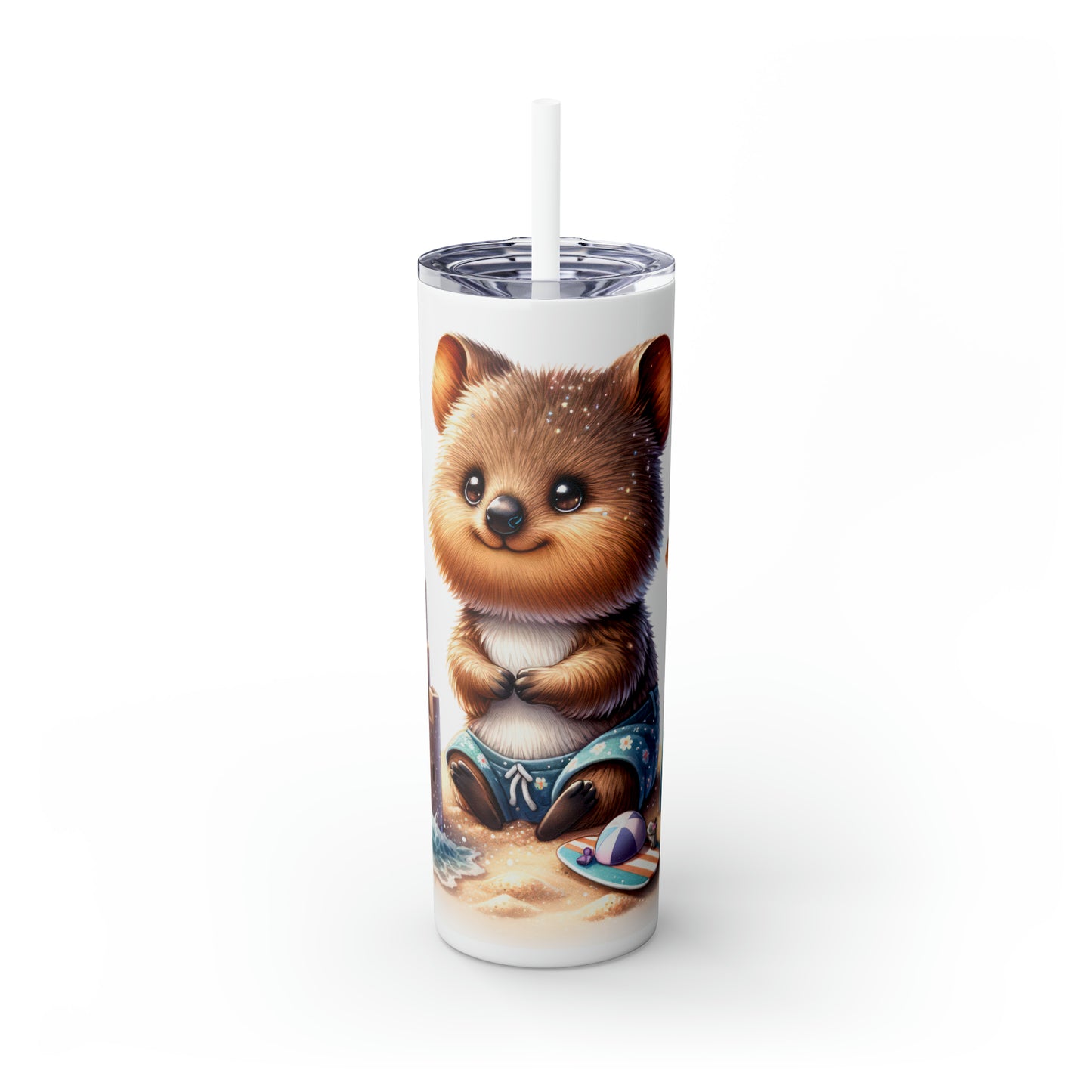 Skinny Tumbler with Straw, 20oz, Australian Animal, Quokka, awd-1324