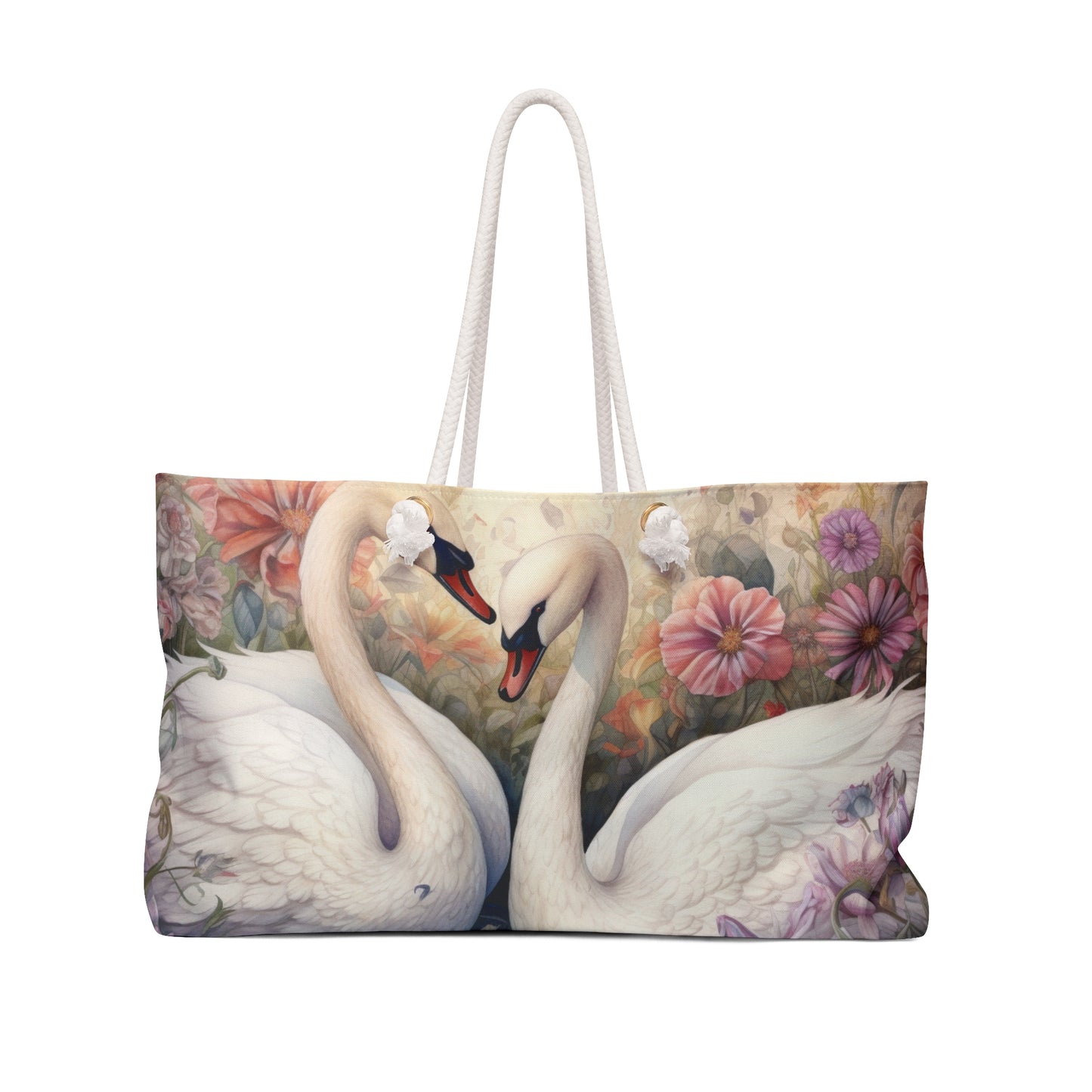 Personalised/Non-Personalised Weekender Bag, Swan, Large Weekender Bag, Beach Bag, Book Bag