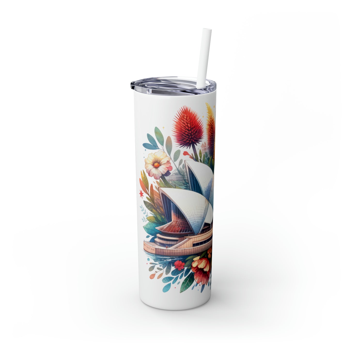 Skinny Tumbler with Straw, 20oz, Australia, Opera House, awd-1312