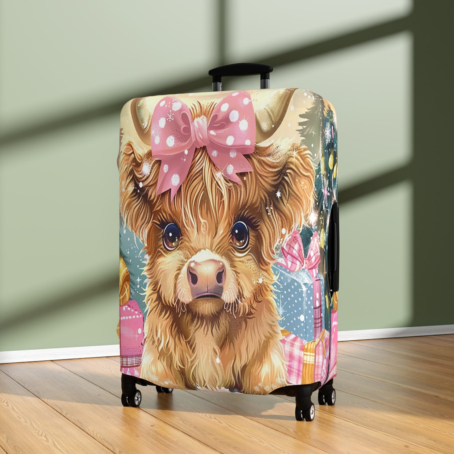 Luggage Cover, Christmas, Highland Cow, awd-3104