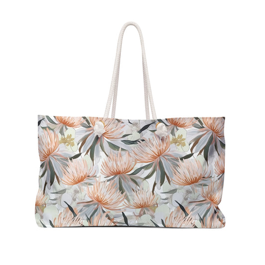 Personalised Weekender Bag, Australian Floral, Large Weekender Bag, Beach Bag, Book Bag