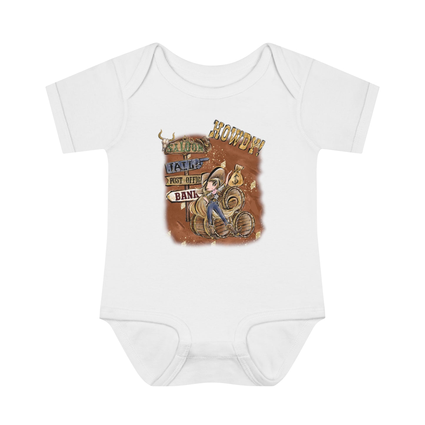 Infant Baby Rib Bodysuit, Western Christmas, Howdy Cowgirl baby Bodysuit