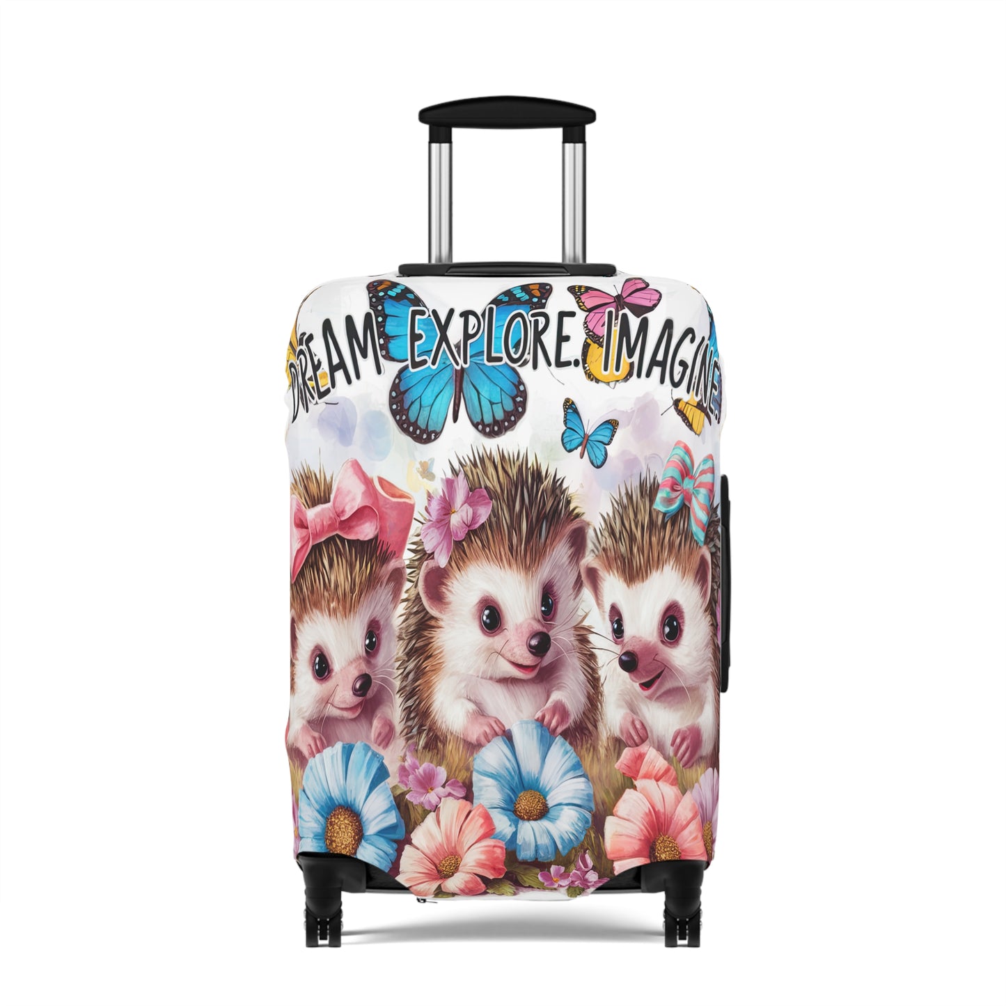 Luggage Cover, Cute Hedgehogs, Dream, Explore, Imagine, awd-1649