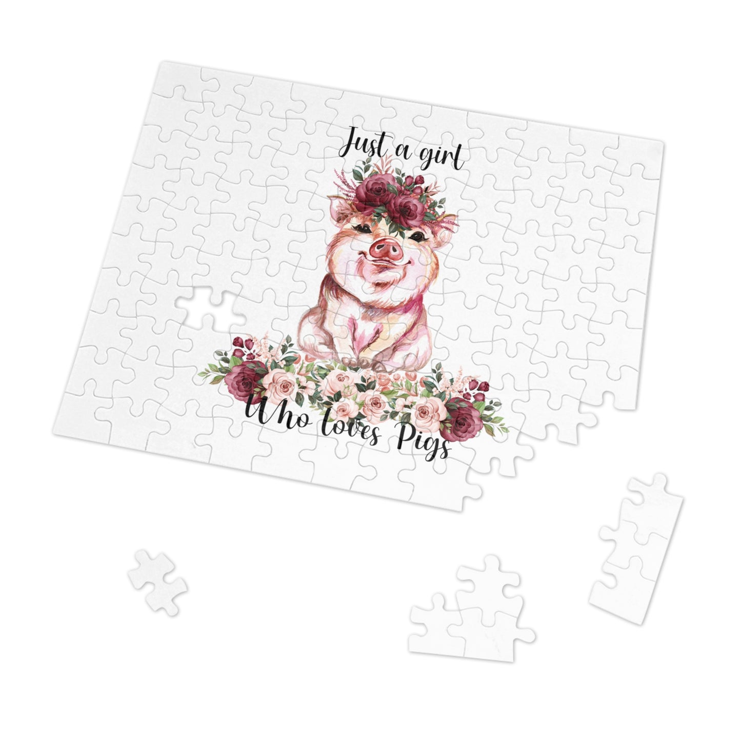 Jigsaw Puzzle, Just a Girl Who Loves Pigs, Personalised/Non-Personalised (30, 110, 252, 500,1000-Piece)