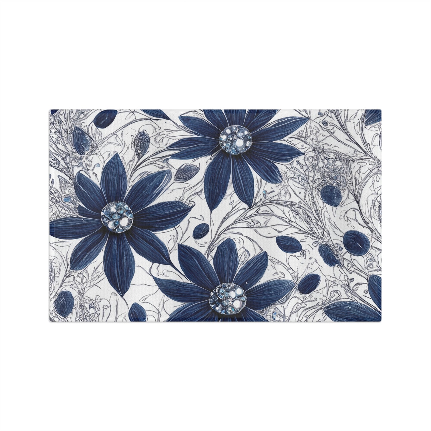 Microfiber Tea Towel, Blue Floral