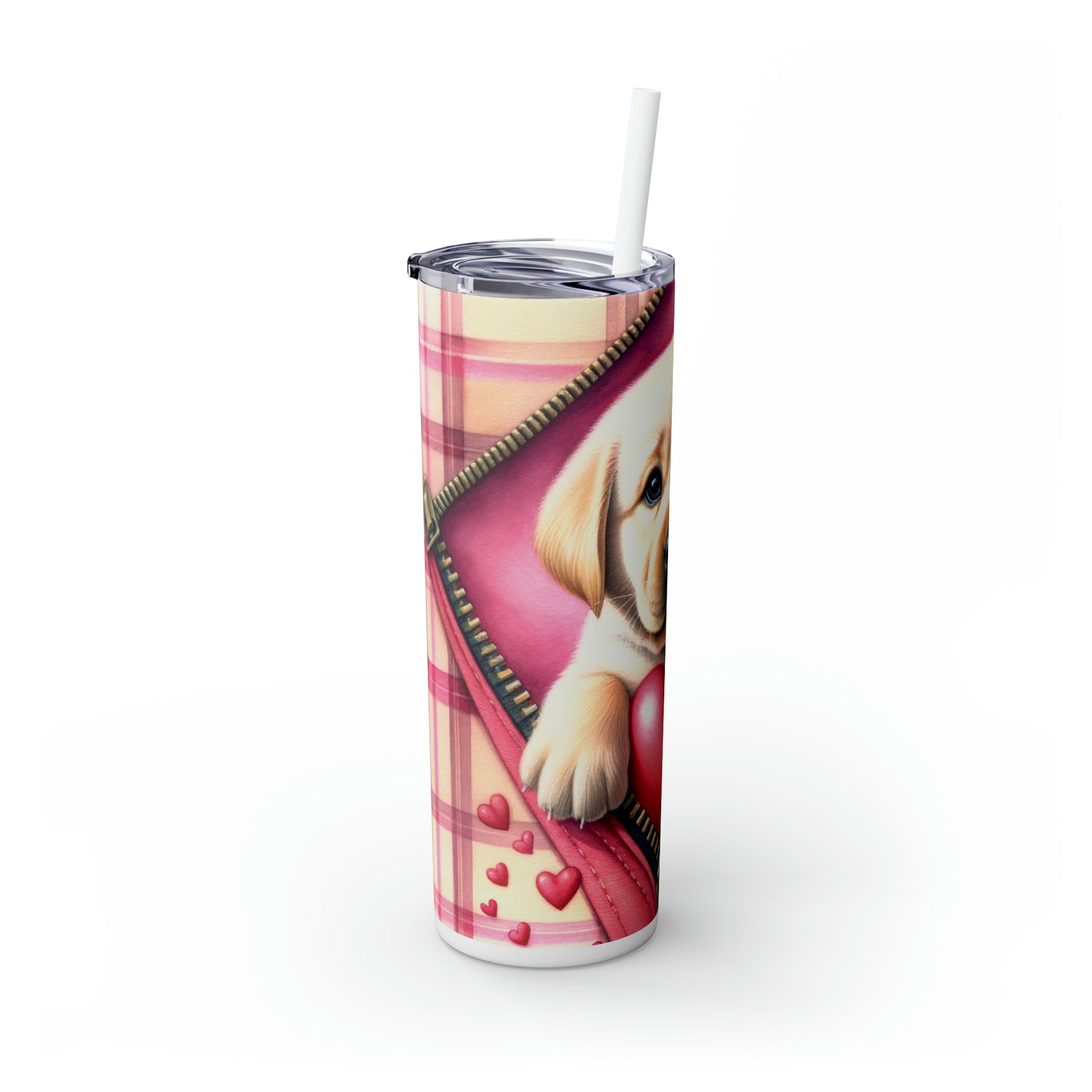 Skinny Tumbler with Straw, 20oz, Dog, Valentines Day, awd-832