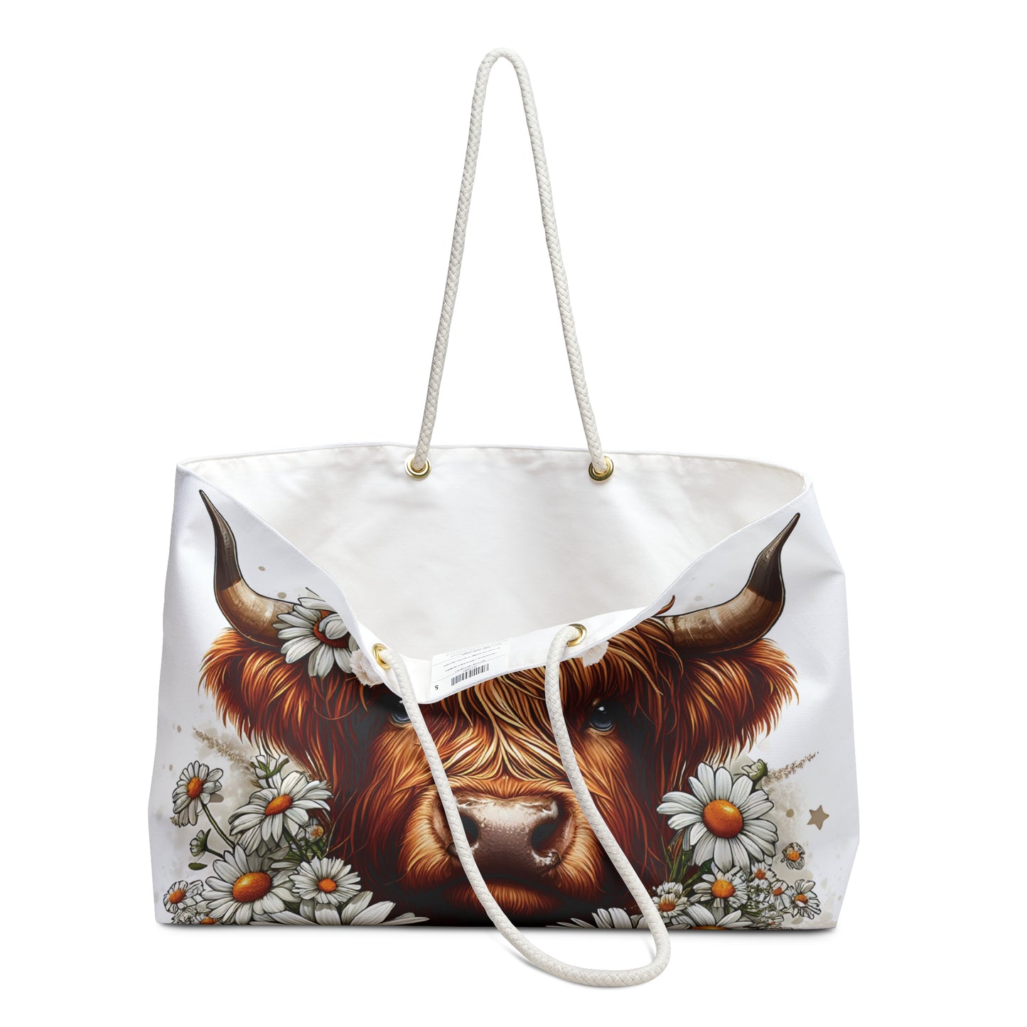 Personalised/Non-Personalised Weekender Bag, Highland Cow, Large Weekender Bag, Beach Bag, Book Bag