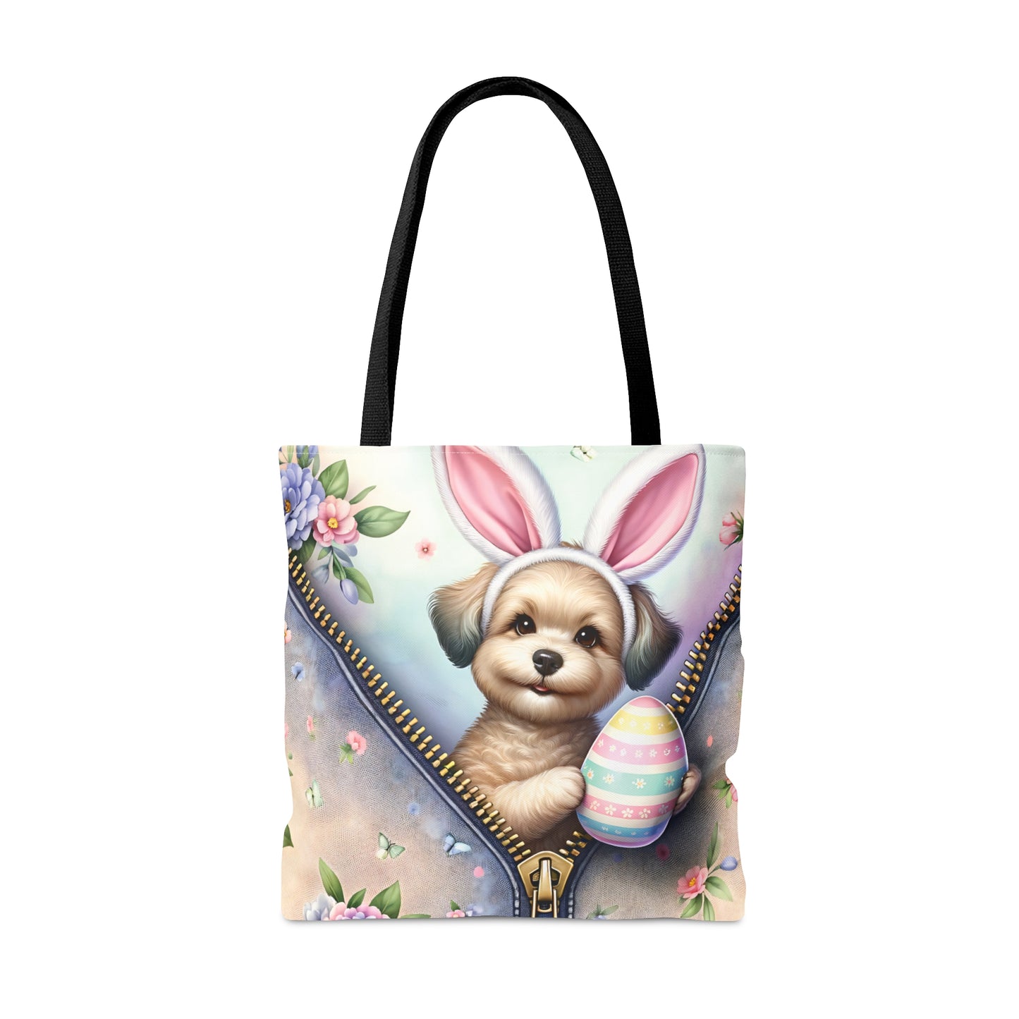 Tote Bag, Easter, Cute Dog with Bunny Ears, Personalised/Non-Personalised Tote bag