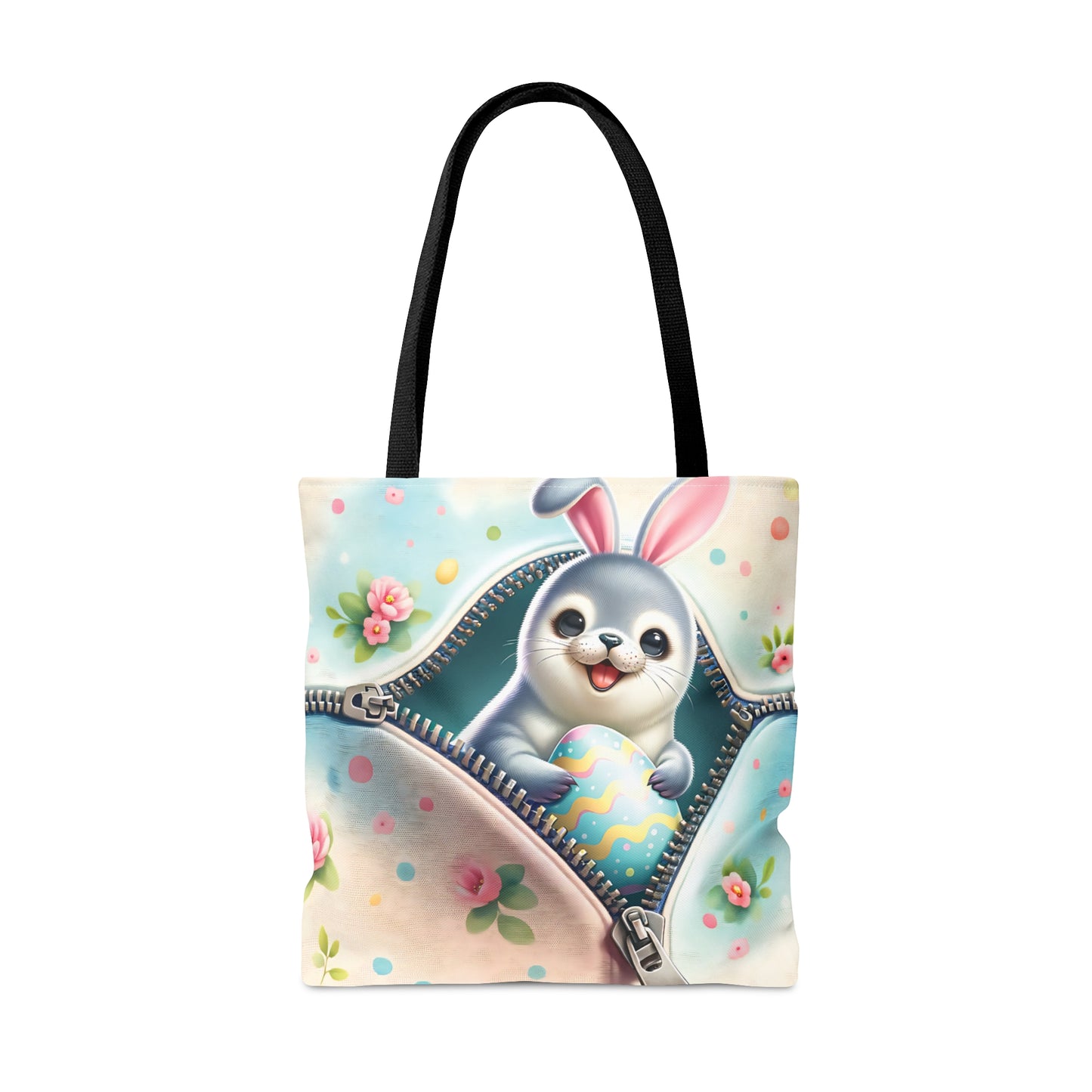 Tote Bag, Easter, Cute Seal with bunny ears, Personalised/Non-Personalised Tote bag