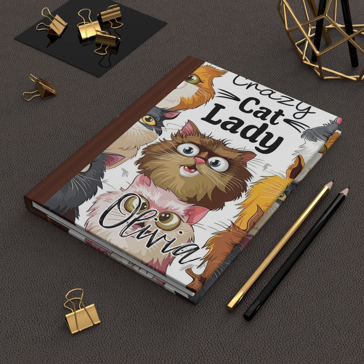 Personalised Hardcover Journal Matte, Cat Lady, awd-1489