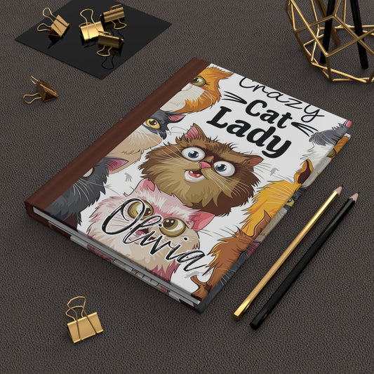 Personalised Hardcover Journal Matte, Cat Lady, awd-1489